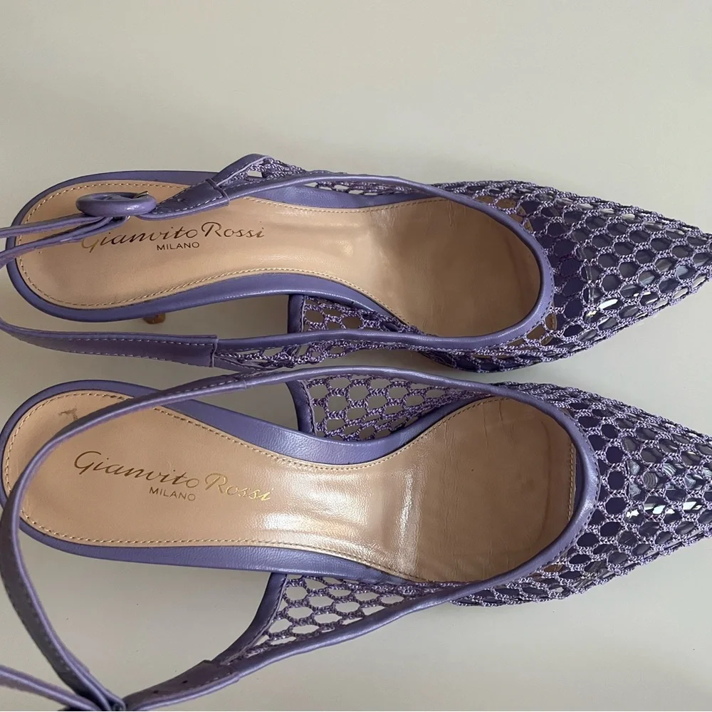 Gianvito Rossi Purple Mesh Heels - Picture 8 of 8